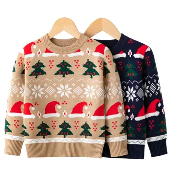 Kids' Knitted Elk Jacquard Ugly Christmas Sweater - Boy/Girl Xmas Pullover