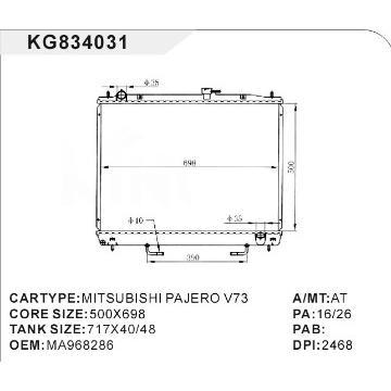 auto radiator car:MITSUBISHI PAJERO V73 OEM:MR968286