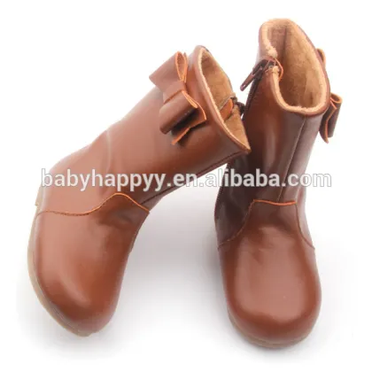 2016 New design leather kids winter boots healthy shoes kids wholesale supply