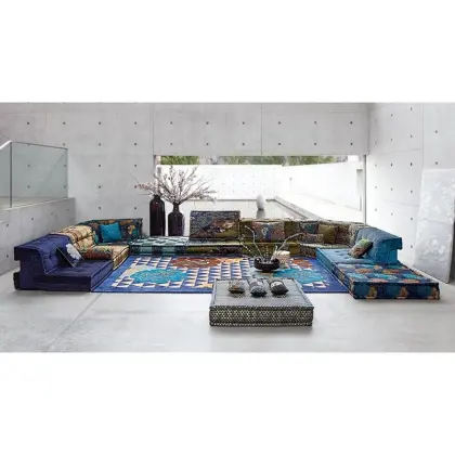 Modern Luxurious Rochburg Mahjong Fabric Modular Sofa Bed Combination