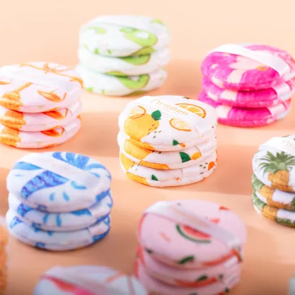 Fruit Printed Round Non-Latex Vegan Makeup Sponge