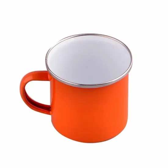 Light Enamel Coating Coffee Cup with Handle Printing