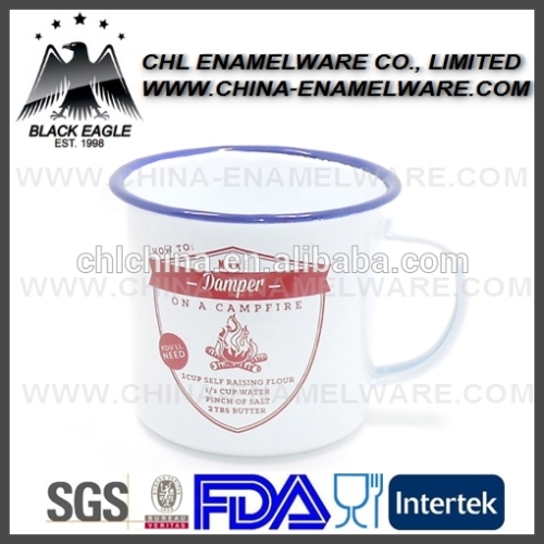 12oz steel enamel mug with LFGB certification
