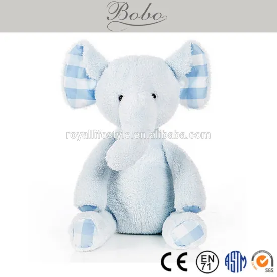 2015 lovely stuffed plush elephant toy with checked ears