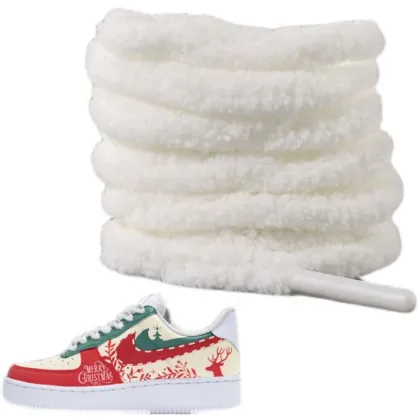 White Pink Fuzzy Shoelaces for SB Dunks and Converse Canvas Sneakers