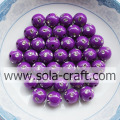 Hot Sale Rotviolette Farbe Kunststoff Runde Perlen mit Diamanten besetzt 5MM