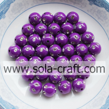 Hot Sale Reddish-purple Color Plastic Round Diamond-studded Beads 5MM