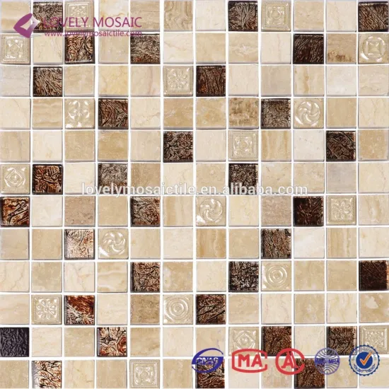 Bathroom Decoration Material Glass Mix Stone Mosaic Tile