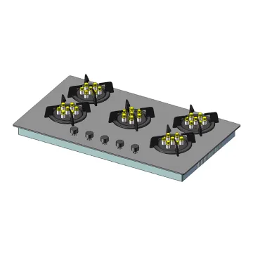 White Glass Table Gas Hob: 4 Burner Cooktop with Oven