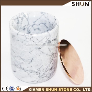 Christmas Candle Jars White Marble Candle Holder Stone Candle Jar With Metal Lid