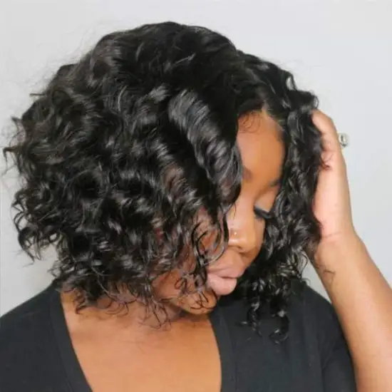 Human hair lace front wig Factory price Wholesale Cuticle Aligned Unprocessed  4*4  brazilian hair curly bob wig