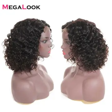 Cheap Women Jerry Curl  Wave Cut Cuticle Aligned Short Human Hair Lace Front Wig For Black Women
