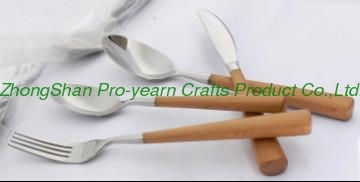 Cutlery set with wood handle & tableware & dinnerware