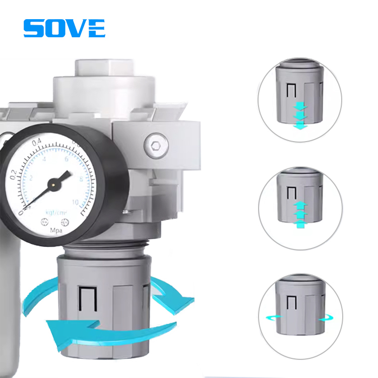 Automatic Drainage Air Source Treatment System with Oil and Water Separator Filter and Two/Three-Piece Pressure Regulator Valve