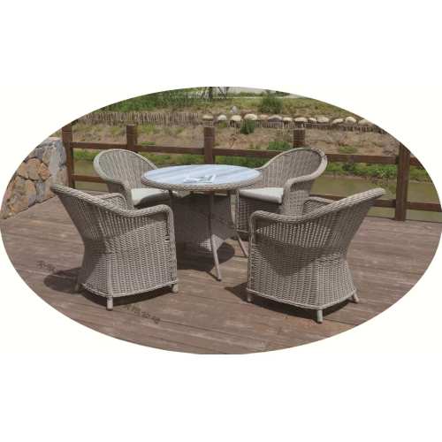 Outdoor Round Table and Rattan Chairs Set
