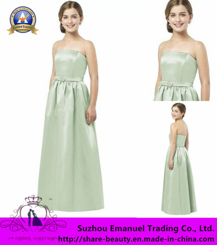 New Design 2014 Sage Taffeta Floor Length Flower Girls Dress Strapless Cute Fashion