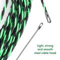 New 5-40M 5mm Green Guide Device Fiberglass Electric Cable Push Pullers Duct Snakes Rodder Fish Tape Wire + two Cable Tensioner