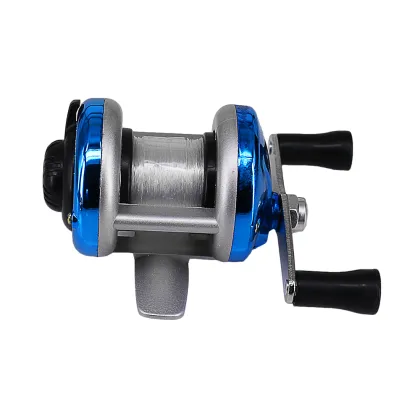 FishGang Mini Fishing Reel Plastic Metal Body AC100 with Free Line 1BB Ice Raft Drum Fishing Vessel Reel