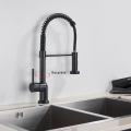 Brass Spring Multifunctional Pull Down Kitchen Black Faucet