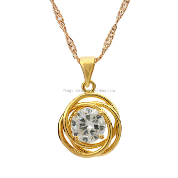 Customized Gold Zircon Necklace (FQ-1221)