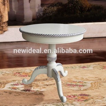 White color wood craft small round table(NG2661)