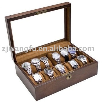 Clear Glass Top wood Watch Display Case