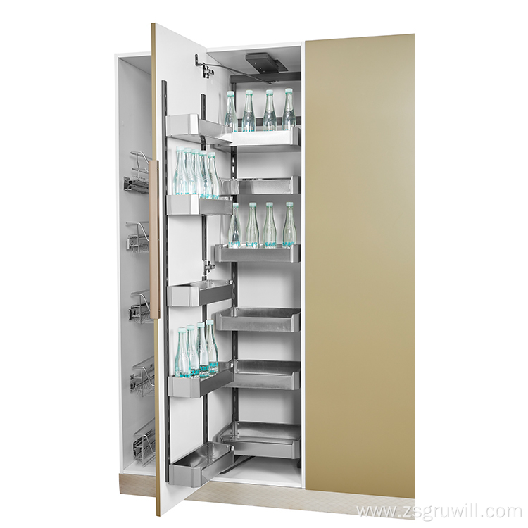 Kitchen pull-out food and beverage pantry