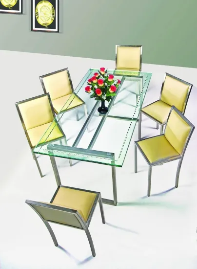 KSDCOM001stainless steel glass dining table set