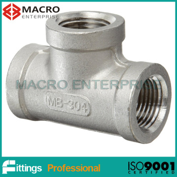 Stainless Steel 304/CF8 Equal Tee with NPT Thread for Gas Pipeline