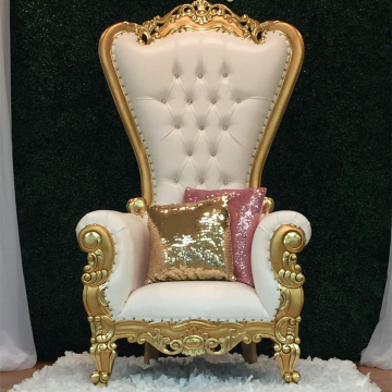 Gold Royal Luxury Wedding Chairs for Groom and Bride - Cheaper Throne Chairs King and Queen High Back