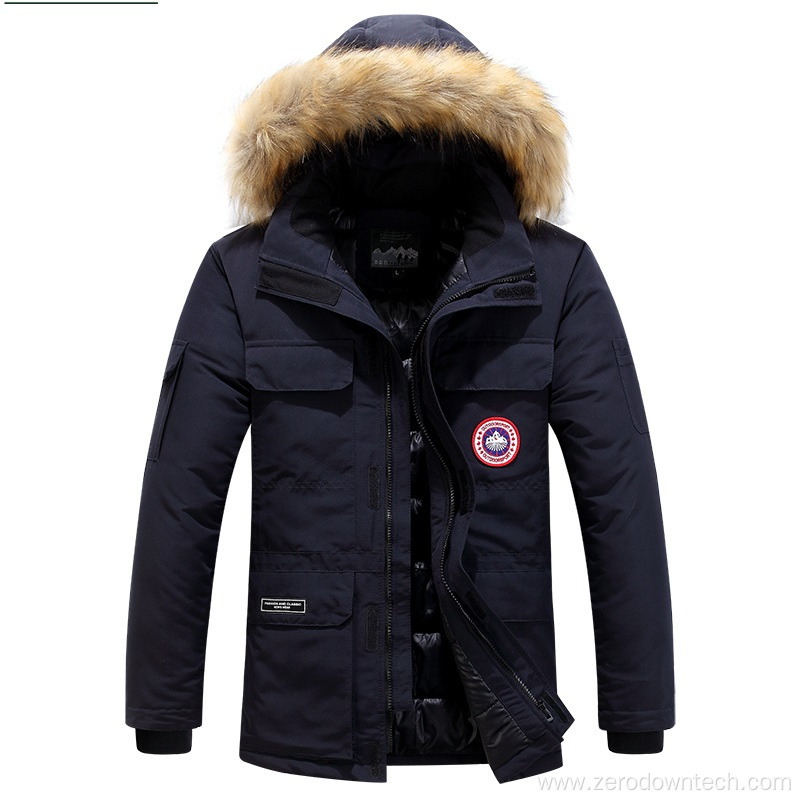 Mens Winter Jackets Stand Collar Hooded Coat