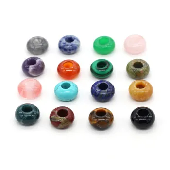 High-Quality Malachite and Pink Quartz Crystal Beads: Large Hole Natural Gemstone Charms for Jewelry Making