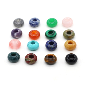 High-Quality Malachite and Pink Quartz Crystal Beads: Large Hole Natural Gemstone Charms for Jewelry Making