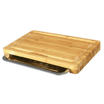 Bamboo Cutting Board with Stainless Steel Tray