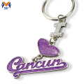 Keychain Engraved Croí Airgid le glitter