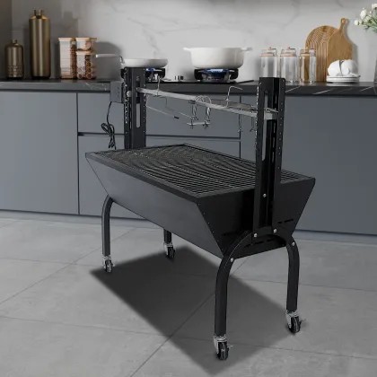 Charcoal Smoker BBQ Grill Auto Flip Skewers