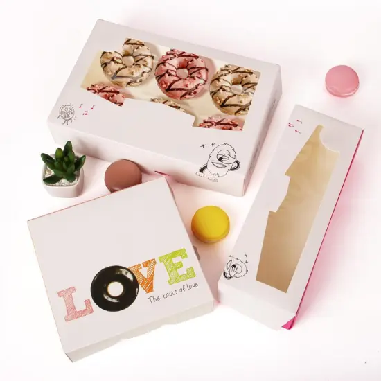 Kraft Paper Donut Packaging Box with Window