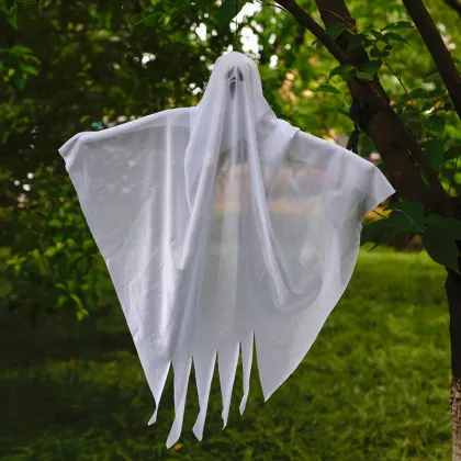 Cross-Border Halloween Decorations: White Scream Ghost Pendant and Small Ghost Horror Layout Prop