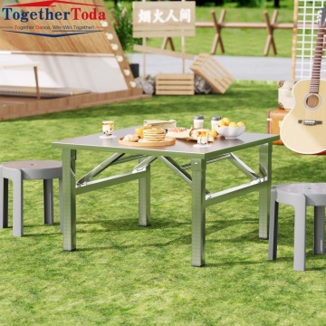 Table à manger pliante en acier inoxydable
