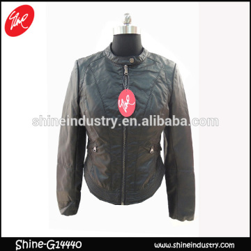 New women's coat zipper leather jacket latest design pu coat