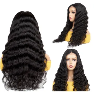 Loose deep 4*4 lace closure wig loose wave virgin human hair wigs with 4*4 lace front closure for black woman