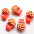 Μαζικά 100 τεμ. 24 * 28MM ρητίνη Flatback Popcorn Cabochons Kawaii Resin Miniature Dollhouse Popcorn Food Craft Hair Bow Center Craft