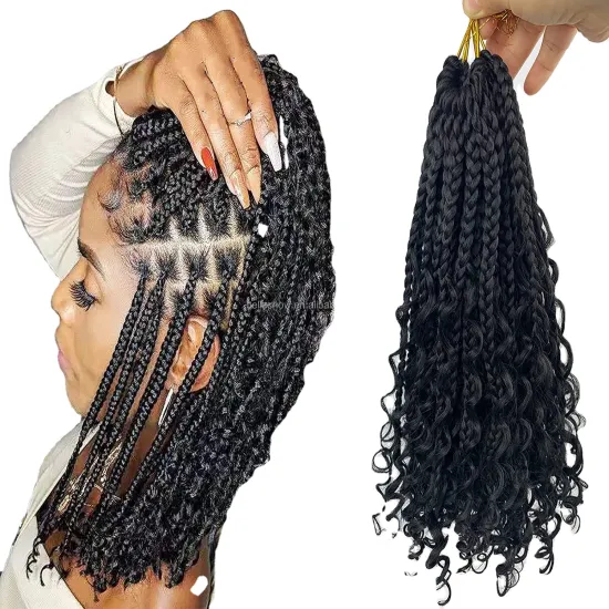 Curly Ends Goddess Box Braids Crochet Hair Synthetic Crochet Hair  Bohomian Box Braids Crochet Braids14 Inch Crochet Box Braids