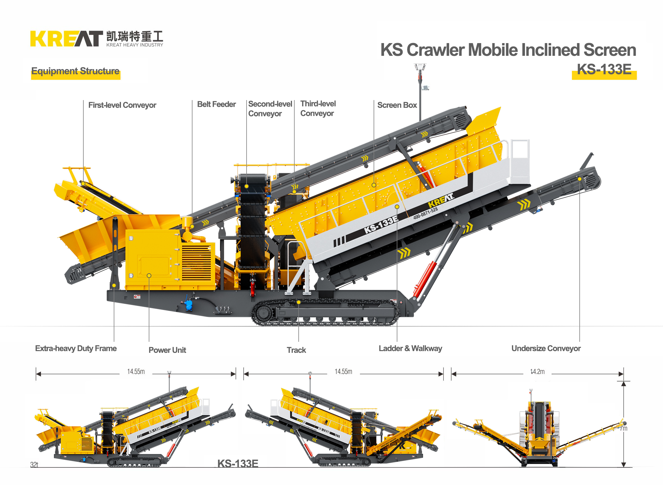 Crawler type mobile inclined screening station