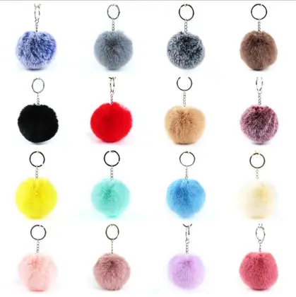 Imitate Rabbit Fur Ball Keychain Handbag Key Ring Car Key
