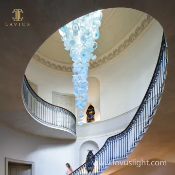 Hot Blue Stair Chandelier Artistic Creative Revolving Stair Chandelier