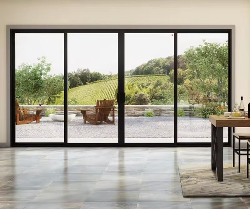 Glazed Tempered Glass Aluminum Frame Sliding Door