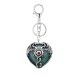 Green Aventurine Heart Antique Silver Double Dragon Stone Pendant (32x42mm) for DIY Making Jewelry