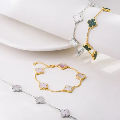 SPJ Clover Necklace Brand: 925 Sterling Silver Four Leaf Clover Jewelry Set