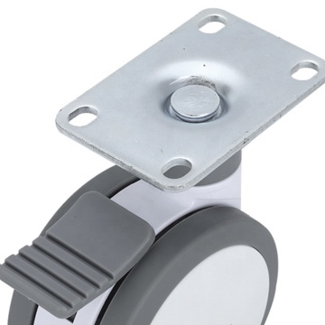 3 Inch Medical Waterproof Silent Caster with Galvanized Connecting Plate and Double Row Silent Working for Hospital Beds - Universal Brake Wheel